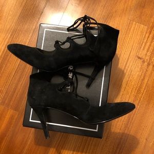 Karl Lagerfeld Black Jasmin Suede Caged Heels